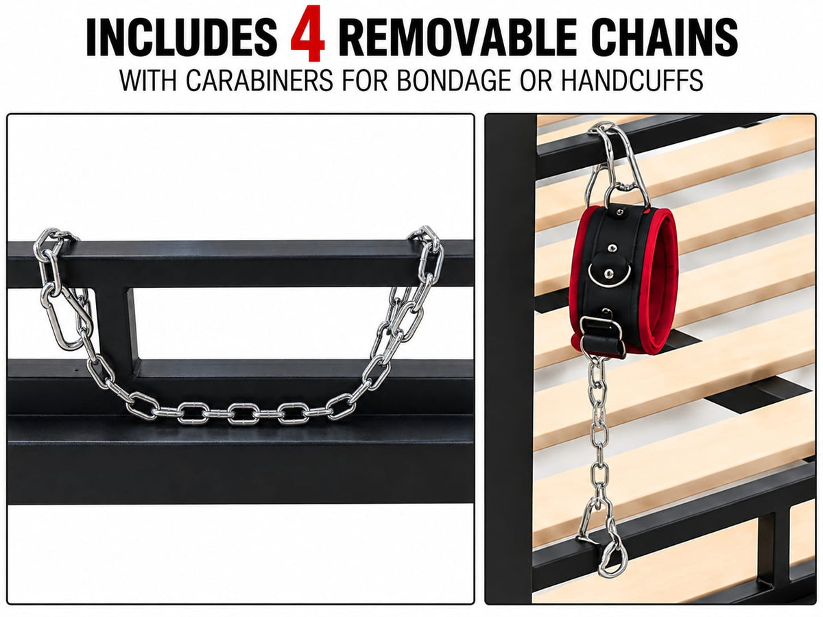 Modern solid wood bed with discreet bondage functionality