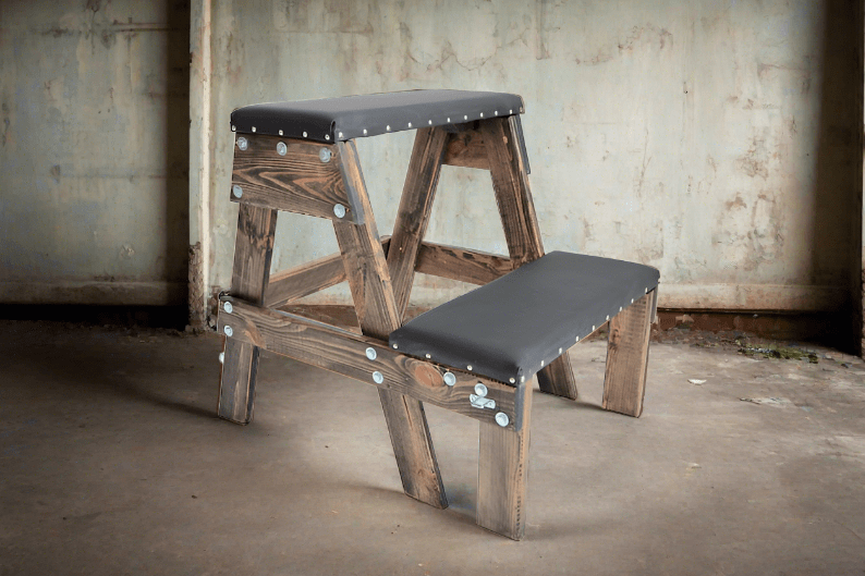 BDSM Wooden Soft Bench. Dungeon Spanking Equipment