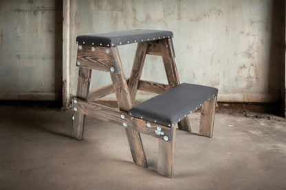 White BDSM Wooden Soft Bench. Dungeon Spanking Equipment