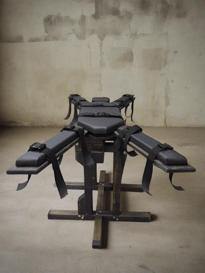 Black Handcrafted Multifunctional BDSM Cross Table for Spanking and Sensual Play