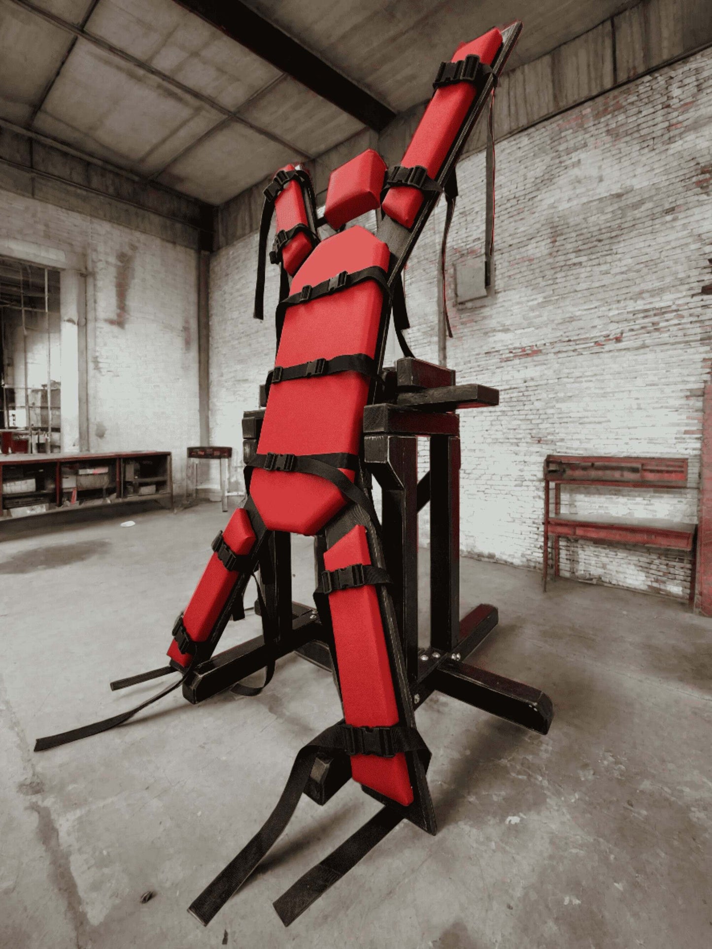 Black Handcrafted Multifunctional BDSM Cross Table for Spanking and Sensual Play